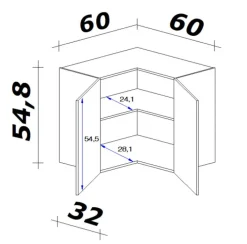 Küchen Eckhängeschrank JACK 60 cm braun