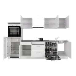 Küchen Geräteumbauschrank LUCCA 168,5 cm weiß/ grau