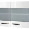 Küchen Glas-Hängeschrank LUKE 100 cm Eiche/ weiß