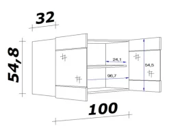 Küchen Glas-Hängeschrank LUKE 100 cm Eiche/ weiß