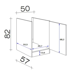 Küchen Unterschrank LUKE 50 cm Eiche/ weiß