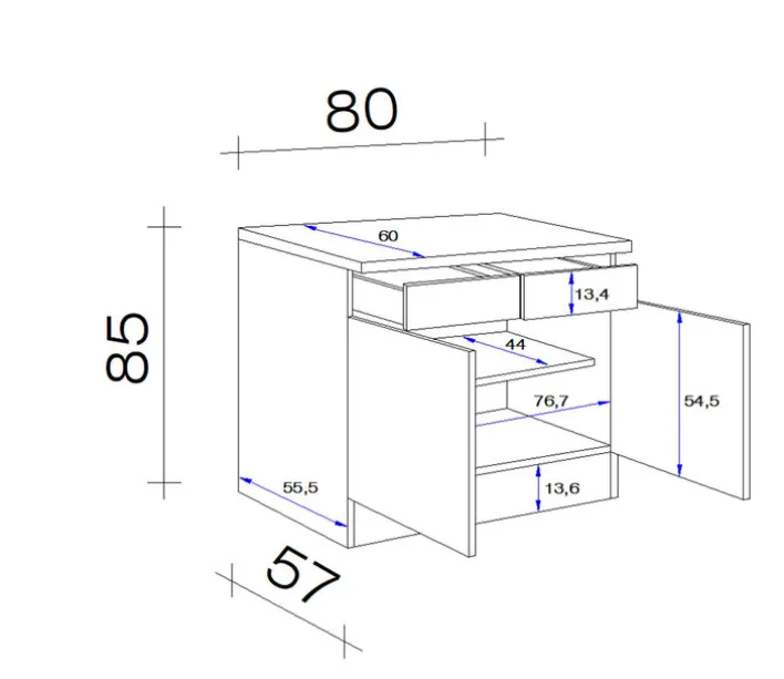 Küchen Unterschrank NANO 80 x 85 cm Buche