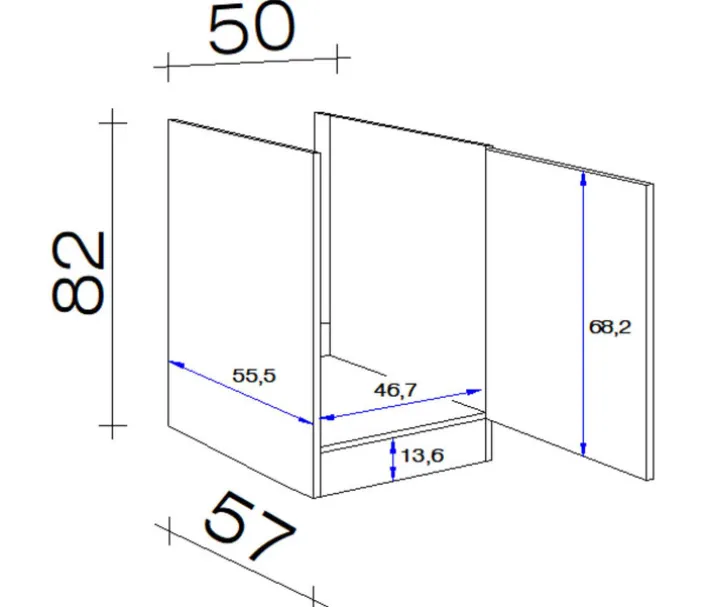 Küchen Unterschrank WITO 50 x 82 cm weiß