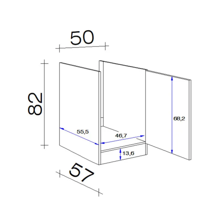 Küchen Unterschrank WITO 50 x 82 cm weiß