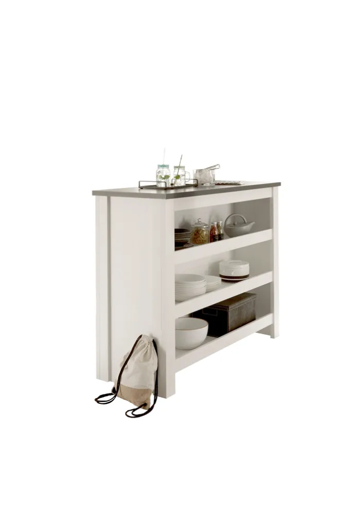 Küchentheke SHERWOOD ca. 130 x 106 x 52 cm Old Style hell Dekor