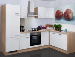 Küchenwinkel Valero Weiß Hochglanz/Eiche Sonoma Nachbildung 280 x 170 cm