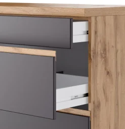 Küchenzeile AALBORG 300 cm Wotan Eiche Dekor/ Matt Grau