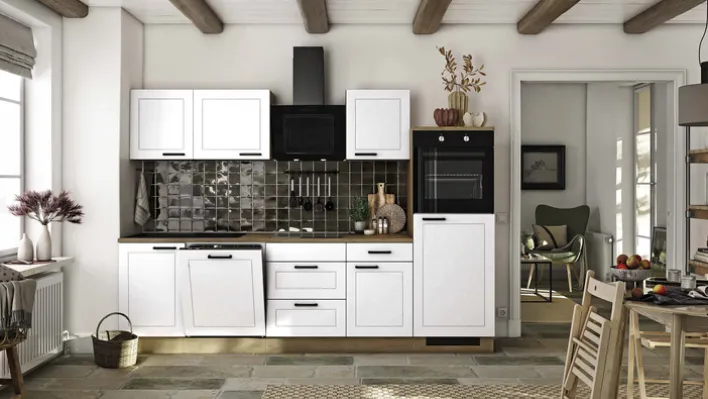 Küchenzeile Heidi Weiß Matt / Cosmopolitan Eiche 280 x 200 x 60 cm