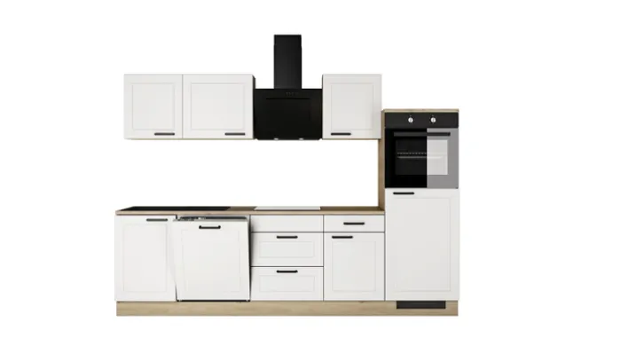 Küchenzeile Heidi Weiß Matt / Cosmopolitan Eiche 280 x 200 x 60 cm