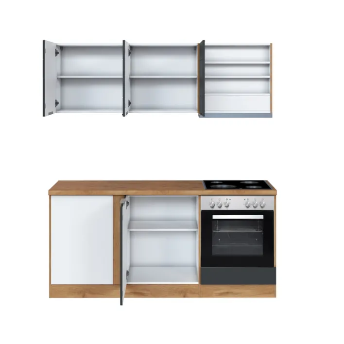 Küchenzeile Kopenhagen Matt-Grau ca. 240/180 x 200 x 60 cm