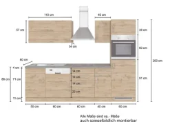 Küchenzeile ODENSE Anthrazit/ Wotan Eiche Dekor 270 cm