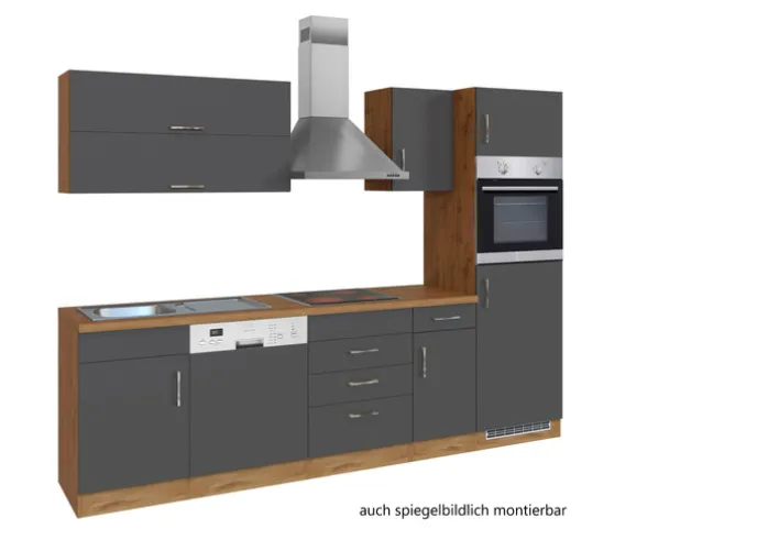 Küchenzeile ODENSE Anthrazit/ Wotan Eiche Dekor 270 cm