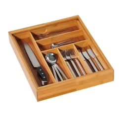 Kesper Besteckkasten Bambus mit 6 - 8 Besteckeinteilern 58 x 43 x 6,5 cm Braun