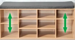 KESPER Schuhschrank mit Sitzkissen 103,5 x 29,5 cm braun/grau