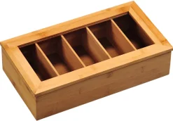 KESPER Tee-Box mit Sichtfenster 5 Fächer Bambus