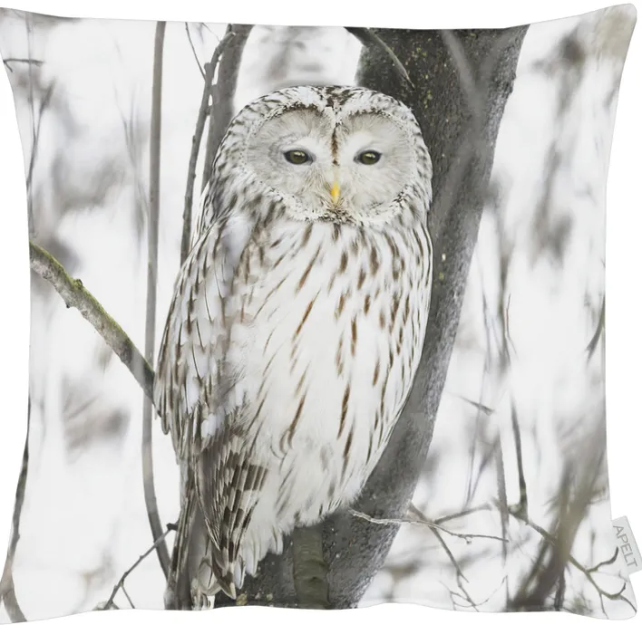 Kissenhülle SCHNEEEULE 46x46cm braun-grau