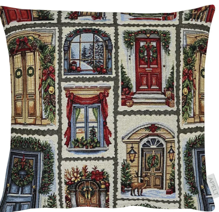 Kissenhülle WEIHNACHTSTÜREN 40x40cm mehrfarbig