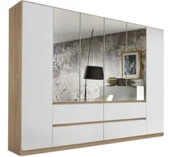 Kleiderschrank MAINZ 271 x 210 cm Sonoma Eiche/Spiegel