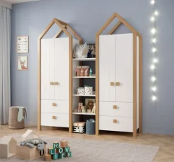 Kleiderschrank-Set BEACH 3-teilig Kiefer weiß/ Abs. Birke