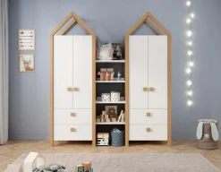 Kleiderschrank-Set BEACH 3-teilig Kiefer weiß/ Abs. Birke