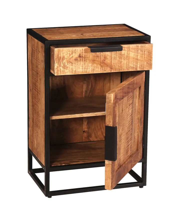 Kommode 50 x 73 cm Mangoholz natur/schwarz