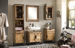 Kommode 50 x 73 cm Mangoholz natur/schwarz