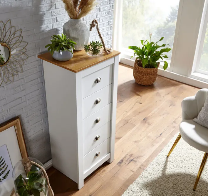 Kommode 53 x 114 cm weiß/ braun