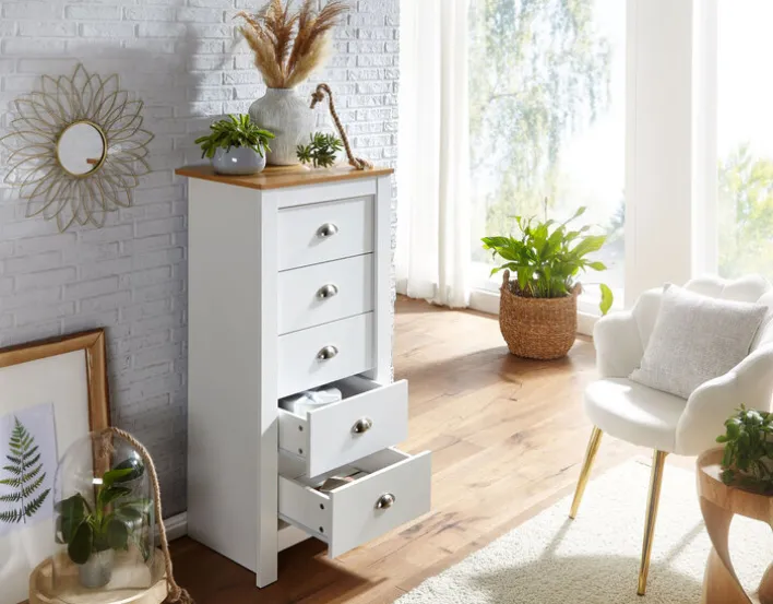 Kommode 53 x 114 cm weiß/ braun