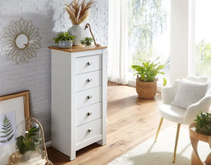 Kommode 53 x 114 cm weiß/ braun