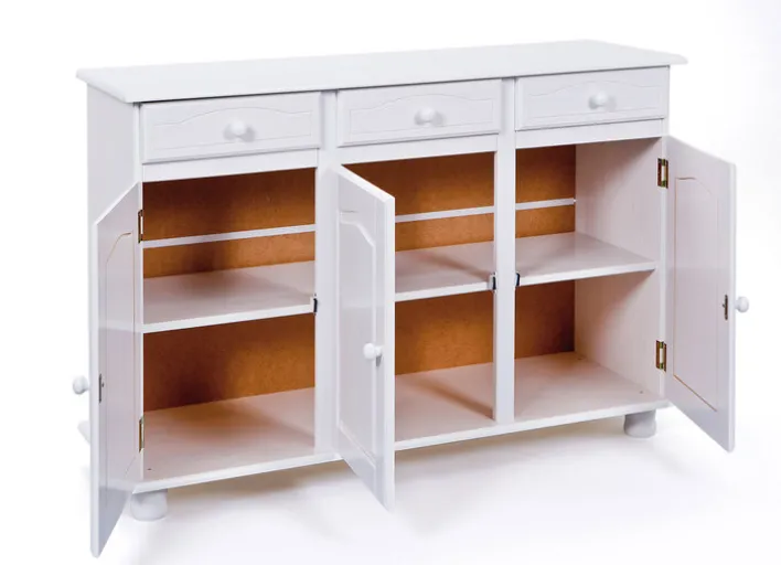 Kommode ALEXANDER 130x87x43 cm Massivholz weiß