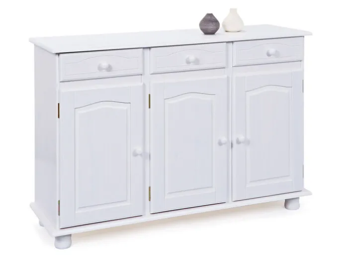 Kommode ALEXANDER 130x87x43 cm Massivholz weiß