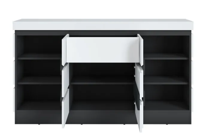 Kommode AMALIA 161x93 cm Alpinweiß/Anthrazit