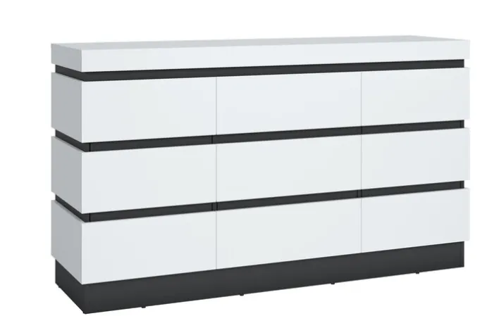 Kommode AMALIA 161x93 cm Alpinweiß/Anthrazit