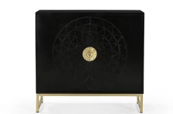 Kommode ARAS Holz 85 x 80 cm schwarz/goldfarbig