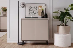 Kommode ARONA 90 x 90 cm sandfarben/schwarz