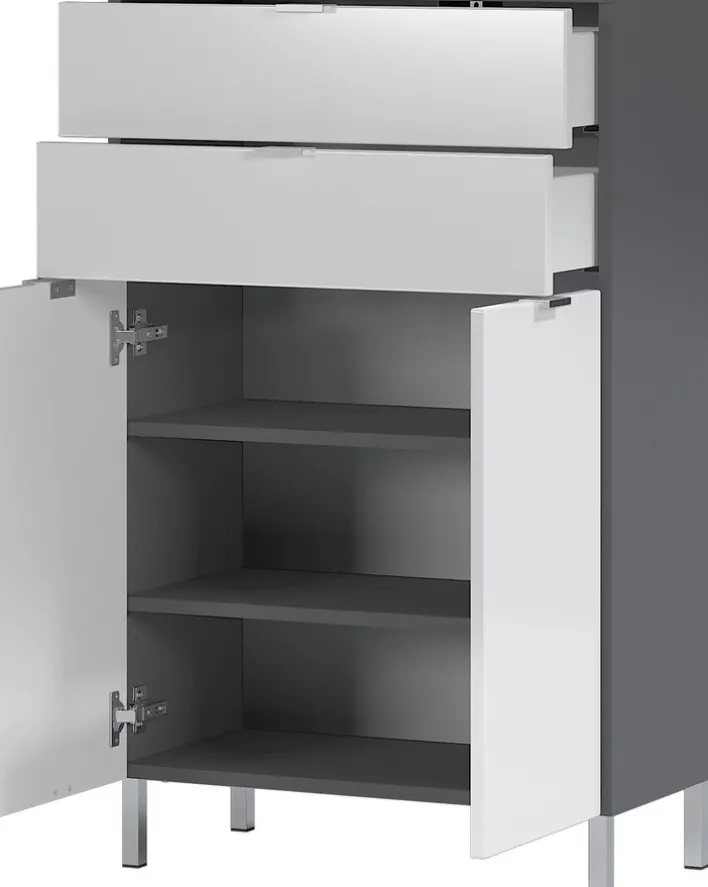 Kommode FEY 60 x 97 cm Graphit/ Weiß