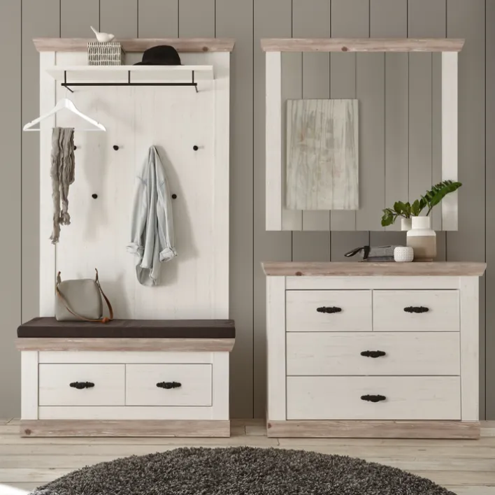 Kommode FLORENZ 107 x 87 cm weiß/braun