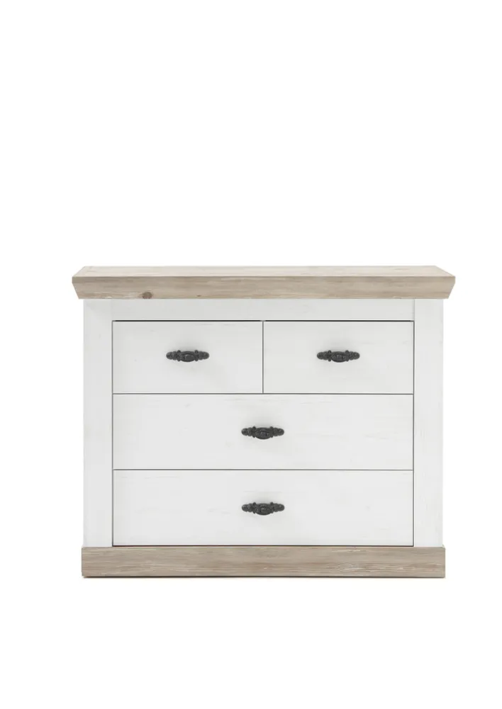 Kommode FLORENZ 107 x 87 cm weiß/braun