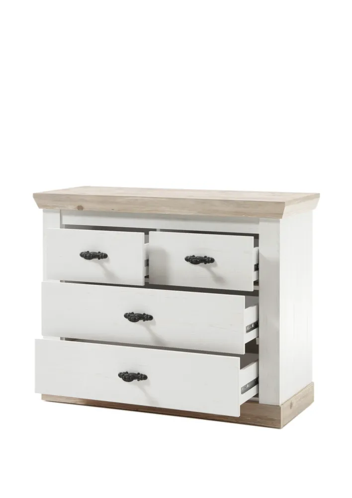 Kommode FLORENZ 107 x 87 cm weiß/braun