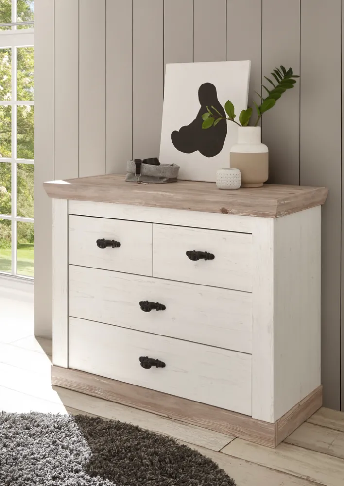 Kommode FLORENZ 107 x 87 cm weiß/braun