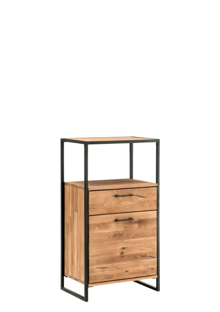 Kommode FRAME 60 x 108 cm Eiche massiv natur geölt/schwarz