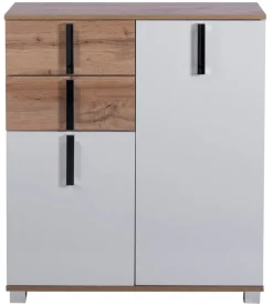 Kommode LUCA 80,6 x 94,8 cm weiß/ Eiche Landhaus