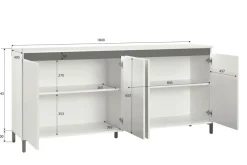 Kommode LUNA 40 x 184 x 84 cm weiß/grau