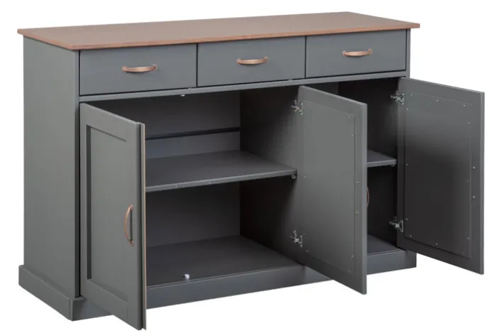 Kommode NICLAS 4.1 131x86x45 cm Massivholz grau