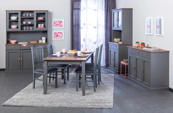 Kommode NICLAS 3.1 90x86x45 cm Massivholz grau