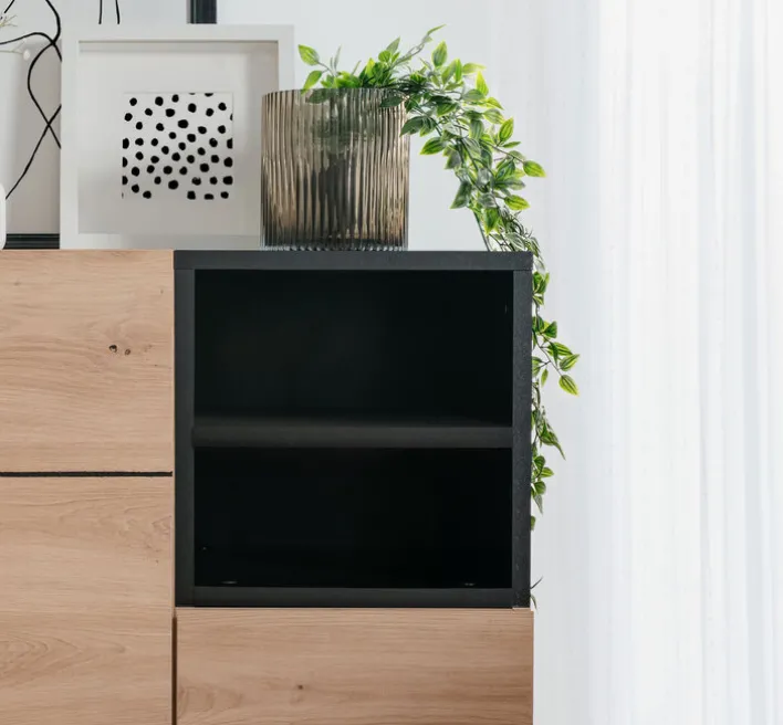 Kommode NOLA 80 x 90 cm Artisan Oak/schwarz