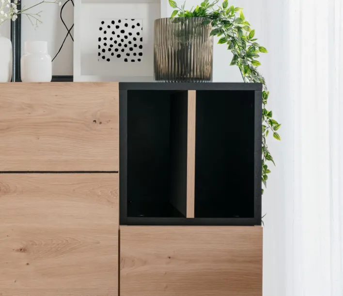 Kommode NOLA 80 x 90 cm Artisan Oak/schwarz