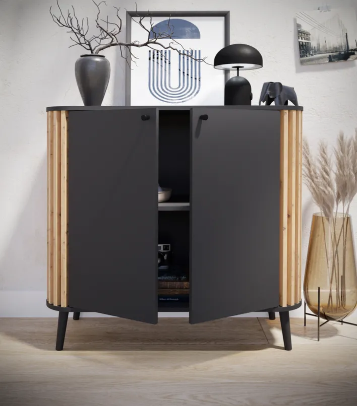 Kommode PURE 92 x 88 cm grau-Dekor/Eiche-Dekor