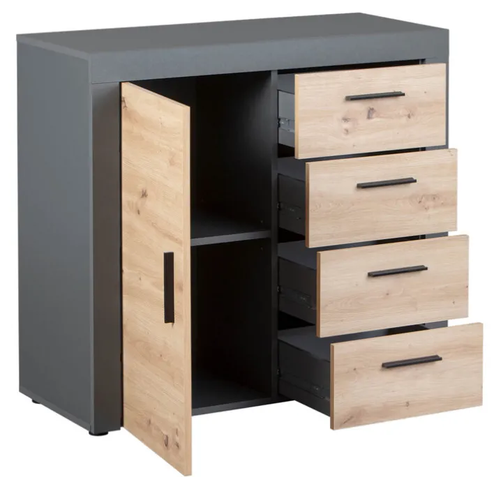 Kommode ROLAND 1T4S grau/ braun