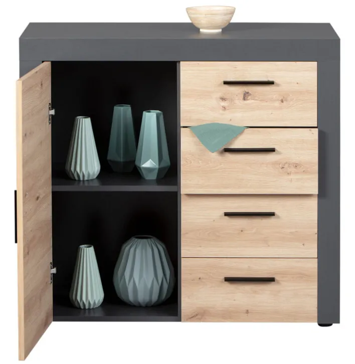 Kommode ROLAND 1T4S grau/ braun